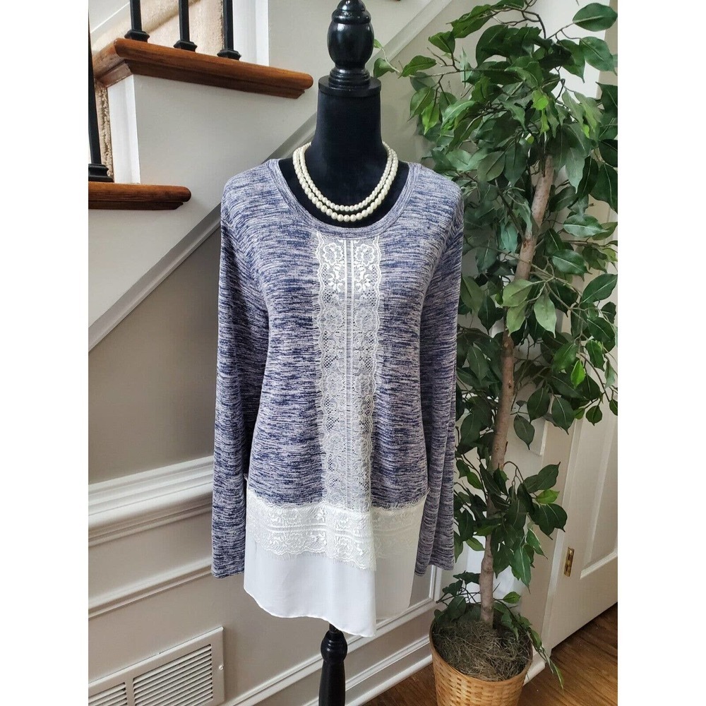 Valerie Stevens Women Rayon Round Neck Long Sleeve Pullover Knit Sweater Size 3X